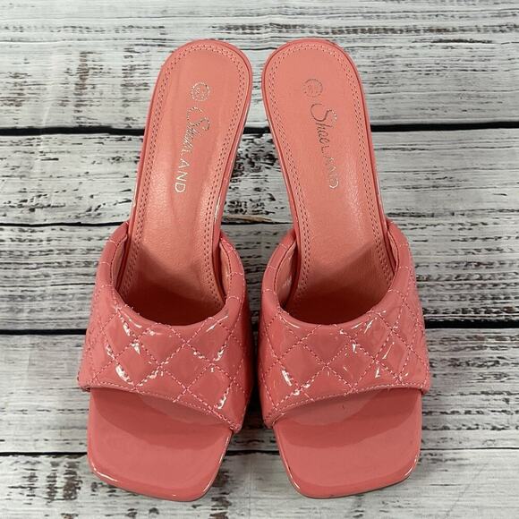Shoe Land Heels Pumps Mules Shoes size 8.5 Quilted Pink Patent Wedding Church - Picture 4 of 16